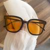 Gafas de Sol Degradadas Color Té para Mujer con Rostros Redondos, Montura Grande, Estilo Coreano, Sensación de Alta Gama, Gafas de Sol de Celebridad de Internet, Protección UV