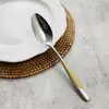Mango de Diamante Estrella 304 Vajilla Occidental Hotel Cuchillo y Tenedor para Filete Tenedor y Cuchara de Postre Juego de 7 Piezas Acero Inoxidable Brillante Chapado en Titanio Dorado
