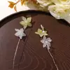Estilo Fada Lindo Duas Cores Pétala Pérola Cristal Flor de Seda Torcida DIY Feito à Mão Headwear Hanfu Acessórios de Cabelo Acessórios de Cabelo