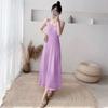 Vestido de verão novo, estilo sling, feminino, fino, seda gelada, linha A, vestido midi interno, renda, sexy, deusa, vestido de malha