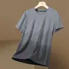 Camiseta de Seda de Hielo para Hombre de Manga Corta Verano 2023 Nueva Moda Marca Gradiente Secado Rápido Malla Transpirable Media Manga Ropa de Verano