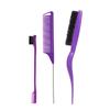 Peine de cerdas de tres filas para el cabello, peluquería, peine de cola puntiaguda, cepillo para cejas de doble cabezal, cepillo para control de bordes, herramientas para maquillaje y peinados recogidos