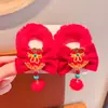 Anel de cabelo de ano novo infantil, acessórios para cabelo de menina, corda de cabelo de pelúcia vermelha antiga e festiva, acessórios para cabelo de ano novo para meninas