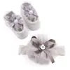 Nuevos Calcetines para Bebé de Encaje de Color Sólido Estilo Europeo y Americano Set de Diadema con Lazo Princesa Lindos Calcetines para Bebé 2619
