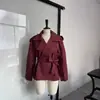 Ins Moda Europeia e Americana Transfronteiriça 2026 Nova Moda Estilosa Amazon Roupas Femininas Cor Sólida Cinto Jaqueta Curta Casaco
