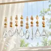 Colgante atrapasoles de cristal estilo nórdico con cuentas de madera, carillón de viento de luz y sombra arcoíris hecho a mano, regalo de decoración para el hogar
