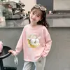 Top Casual Infantil Cartoon para Primavera e Outono de 2026, Roupa de Algodão Puro para Meninas, Camiseta de Manga Longa Super Fofa e Estilosa