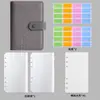 Cuaderno de cuero PU transfronterizo, color macarrón, carpeta A6 con bolsillo con cremallera, cuaderno de presupuestación y contabilidad de efectivo, al por mayor