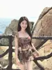 Estilo Elegante 2026 Primavera/Verão Novo Nicho Versátil Emagrecedor Chiffon Estampa de Leopardo Saia Longa Saia Curta Maiô Duas Peças