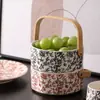 Taza de Café Cerámica Rojo Orquídea Taza y Platillo para el Té de la Tarde Set de Cesta de Frutas Plato de Postre Uso en el Hogar Juego de Taza y Platillo de Café de Alto Valor