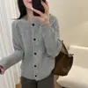 Abrigo Suéter Grueso y Suave Estilo Coreano para Mujer, Nuevo Estilo Otoño e Invierno 2025, Holgado y Versátil, Cárdigan Cálido de Punto