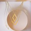 Cross-border aço inoxidável banhado a ouro 14K moda atmosférica simples geométrico pingente feminino colar de lã corrente dia das mães