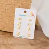 Pendientes de Animales de Dibujos Animados Estilo Coreano y Japonés Acero Inoxidable Lindos 4 Pares por Tarjeta Patrón de Perro Mascota Pendientes de Perforación