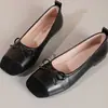 Zapatos Mary Jane Ultra Suaves Ligeros Estilo Francés Punta Cuadrada Suave para Mujer con Lazo Zapatos Planos Bajos de Ballet