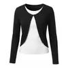 Blusa Falsa de Duas Peças de Manga Longa para Mulheres, Início do Outono, Cor Clara, Ligeiramente Madura, Estilo Intelectual Elevado, Conjunto Completo de Roupas Femininas Outono, Toque Intelectual de Alta Qualidade