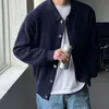 Cárdigan clásico de punto para hombre con solapas, suéter de punto de corte holgado estilo coreano, chaqueta suéter versátil de moda, cárdigan de botones frontales