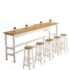 Mesa de Bar, Mesa Alta de Pared para el Hogar, Barra Pequeña de Ocio para Balcón, Mesa Larga Sencilla, Combinación de Mesa y Sillas de Bar Comerciales