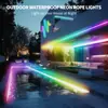 Fita de LED colorida com conjunto de música, fita de LED RGB de água corrente, fita de LED neon de silicone flexível à prova d'água para exterior