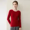Suéter feminino de cashmere % cashmere puro de cabra, novo outono e inverno, gola redonda, pulôver, corte slim, manga longa, camada base, suéter quente