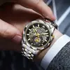 Reloj de hombre con correa de acero inoxidable Amazon transfronterizo, estilo europeo y americano, de negocios, de cuarzo, esqueleto, impermeable, decoración, Provincia de Guangdong
