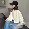 Jaqueta Feminina YOJIA Outono 2026 Novo Estilo Coreano Moda Menina Manga Longa Top Fino Roupas de Outono para Crianças