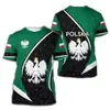 Padrão do Emblema Nacional Polonês Impressão Digital 3D Transfronteiriça Novas Camisetas Casuais de Manga Curta para Homens e Mulheres Vendas Diretas de Fábrica