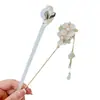 Grampo de Cabelo Flor com Franja Estilo Antigo para Mulheres, Novo Grampo de Cabelo de Alto Padrão Estilo Chinês, Novo Modelo 2024, Grampo de Cabelo para Vestido Ma Face, Acessório de Cabelo
