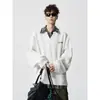 Outono/Inverno 2025 Novo Estilo Patchwork Falso Duas Peças Gola Dupla Bordado Moletom Par Roupas de Outerwear Estilo Faculdade Americana Manga Longa
