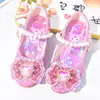 Sapatos Infantis da Kuromi, Sapatos de Salto Alto para Meninas, Sapatos Sociais de Princesa, Sapatos Pequenos de Couro Infantis com Solado Macio, Sapatos de Cristal com Lantejoulas da Elsa