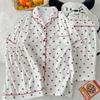 Pijama de Três Peças Feminino Verão Manga Curta Shorts Calça Conjunto Novo Cardigã Tamanho Grande Primavera e Verão Roupas de Casa Transfronteiriço