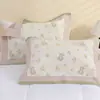 Fundas de Almohada de Algodón Puro Estilo Nuevo, un Par de Fundas de Almohada para Pareja del Hogar Hechas de Gasa, Algodón Simple, No Sueltan Pelusa, con Lazos, Engrosadas