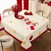 2026 Mantel Nuevo Estilo Impermeable y Resistente al Aceite Sin Lavado Mantel Rojo de Año Nuevo Tacto de Alta Gama para Mesa de Café de Año Nuevo y Boda