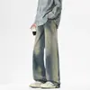 Jeans de Mezclilla Lavada Estilo Retro Americano para Hombre, Marca Nueva de Moda Verano 2026 Pantalones Casuales Holgados Rectos de Pierna Ancha