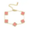 Pulsera de Acero de Titanio con Trébol de Cuatro Hojas de Nácar por Ambos Lados para Mujer para Usar en la Ducha y Asistencia Diaria Joyería de Mano de Trébol Dulce