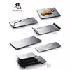 Plato Negro Largo Estilo Japonés Comercial Plato para Sushi Plato Plano para Sashimi Arte Creativo Plato para Platos Fríos Plato para Barbacoa Vajilla de Melamina
