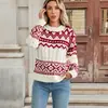 Amazon Europa y América 2026 Otoño/Invierno Nuevo Estilo Navideño Estilo Retro Nórdico Ropa de Mujer Suéter Cálido de Cuello Redondo para Mujer