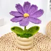 Flor de Lana Hecha a Mano Girasol Terminado Flor Artificial en Maceta Regalo Rosa Flor Falsa Adornos de Flores Tejidas Exportación Transfronteriza