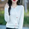 Cárdigan de Punto de Lana con Cuello Redondo, Botones de Colores y Diseño Irregular, Nuevo para Primavera/Verano 2026, Chaqueta Superior para Mujer