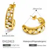 Brincos de Titânio Yuhui Transfronteiriços Estrela C Semicírculo Incrustados com Diamantes Forma Geométrica Irregular Brincos de Aço Inoxidável Banhados a Ouro