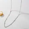 Ins Celebridade da Internet Estilo Europeu e Americano Simples Corrente Lisa de Aço Titânio para Mulheres Banhado a Ouro 18K Corrente Fina Colar Versátil Básico Joias