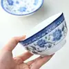 Peonía de color nacional azul y blanco Cerámica china tazones platos vajilla para el hogar tazón de arroz de 4.5 pulgadas tazón de ensalada tazón grande para fideos