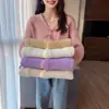 Suéter Nuevo Estilo Primavera y Otoño Cárdigan Francés de Punto Grueso con Cuello en V de Manga Larga para Mujer Abrigo Suéter de Punto Holgado de Moda para Mujer