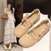 Sapatos Mary Jane de Salto Baixo Estilo Francês para Mulheres, Novo Modelo Primavera/Verão 2026, Adequados para Combinar com Vestidos, Sapatos de Festa, Sapatos de Couro Lolita de Boca Rasa
