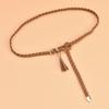 Cinturón tejido para mujer, estilo coreano, fino, decorativo, para pantalones estrechos, a la moda, combina con todo, con hebilla de nudo.