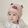 Gorro de Lana para Bebé Otoño e Invierno Versión Coreana Rana Linda Bebé Niño y Niña Versión Coreana Suéter de Punto Protección para las Orejas Cálido y Grueso