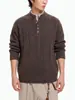 Suéter Mu Qiu Ropa de Hombre Medio Cremallera Falso Dos Piezas Cuello Henley Trenzado Hilo Grueso Suelto Cálido