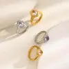 Moda Europea y Americana Elegante de Nicho Joyería de Mano Elegante Acero Inoxidable Chapado en Oro de 18K Estilo Agujero Anillo de Zirconia Huevo de Paloma para Mujeres