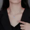 Colar Lágrima de Sereia em Prata Esterlina 999 para Mulheres Estilo Levemente Luxuoso Pingente Gota d'Água Corrente de Clavícula Diamantes Brilhantes Colares de Alta Qualidade