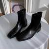 Botas Chelsea MYQ para Homens Outono e Inverno Estilo Coreano De Cano Alto Estilo Britânico Bico Quadrado Sapatos De Couro Aumento De Altura Botas Martin Para Todos Os Jogos
