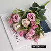 Pequeño ramo artificial de combinación Mei Lei de 5 cabezas decoración del hogar boda flor para sostener por la novia rosa artificial flor falsa venta al por mayor